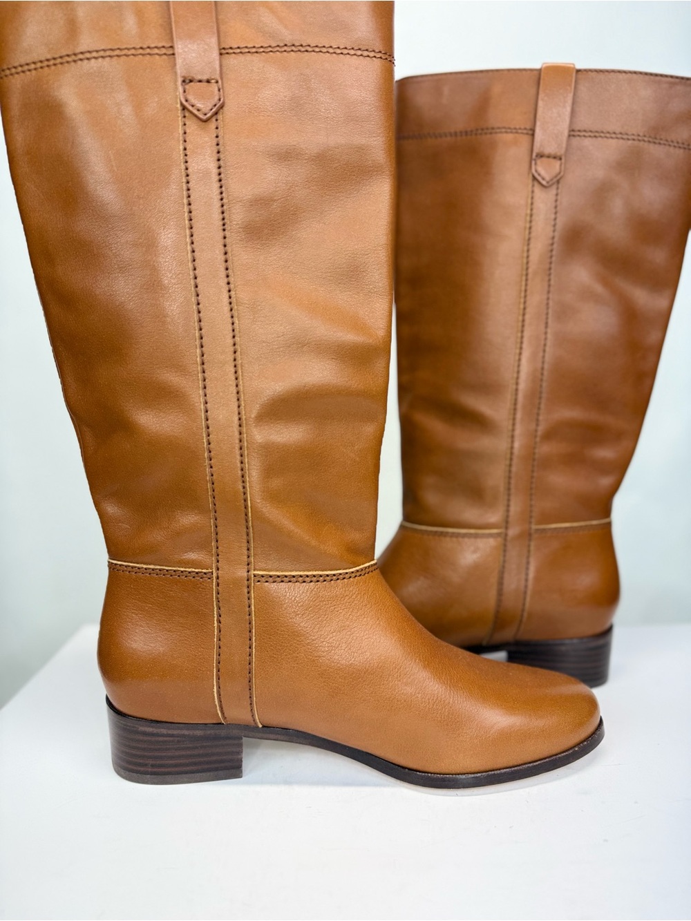 New Veronica Beard Dwyer Boot Caramel Brown Wide Calf Sz 8 - Picture 14 of 16